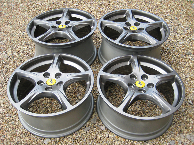 Genuine Ferrari 612 Scaglietti 18" / 19" 5 Spoke Grey Gunmetal Alloy Wheel Set