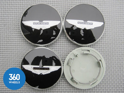 Genuine Aston Martin Gloss Black with Black Logo Centre Caps CD33-1A096-B