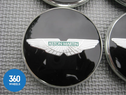 Genuine Aston Martin Centre Caps Gloss Black with Green Logo CD33-1A096-B