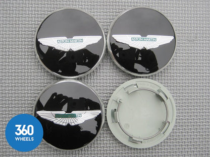 Genuine Aston Martin Centre Caps Gloss Black with Green Logo CD33-1A096-B