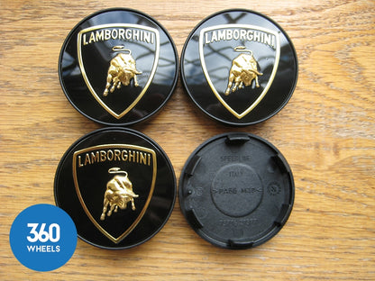 Genuine Original Lamborghini Gloss Black Centre Cap With Gold Bull 400601147C