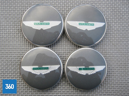 Genuine Aston Martin Grey with Green Logo Centre Caps HY53-1A096-DA