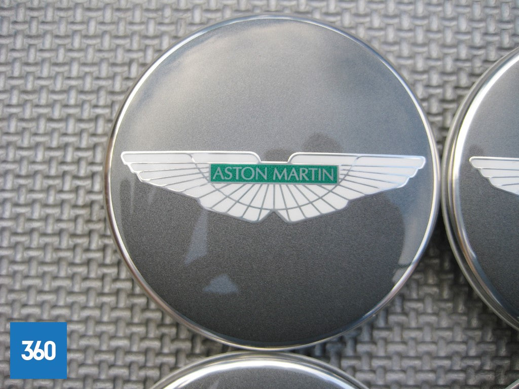 Genuine Aston Martin Grey with Green Logo Centre Caps HY53-1A096-DA