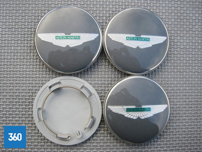 Genuine Aston Martin Grey with Green Logo Centre Caps HY53-1A096-DA