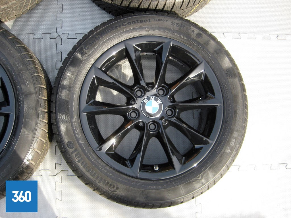 Genuine BMW 16" 411 V Spoke Black Alloy Wheels Continental Winter Runflat 36117845880