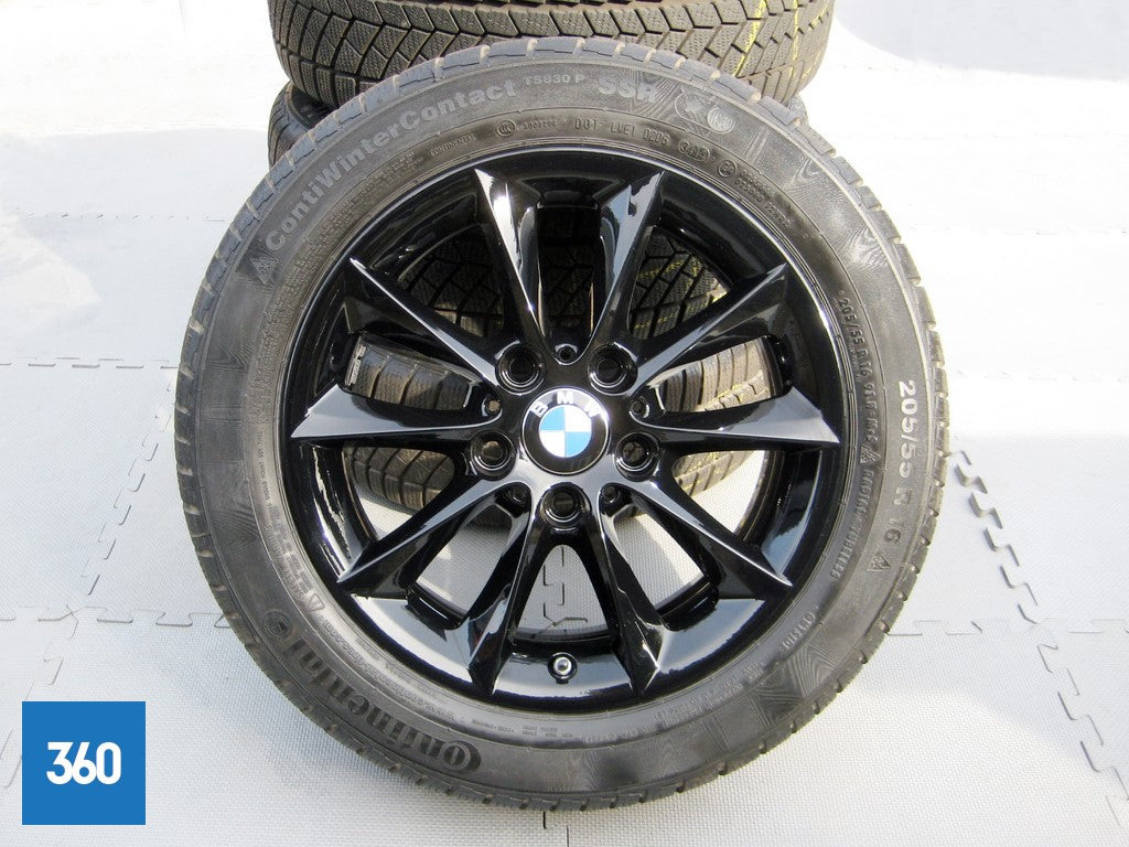 Genuine BMW 16" 411 V Spoke Black Alloy Wheels Continental Winter Runflat 36117845880