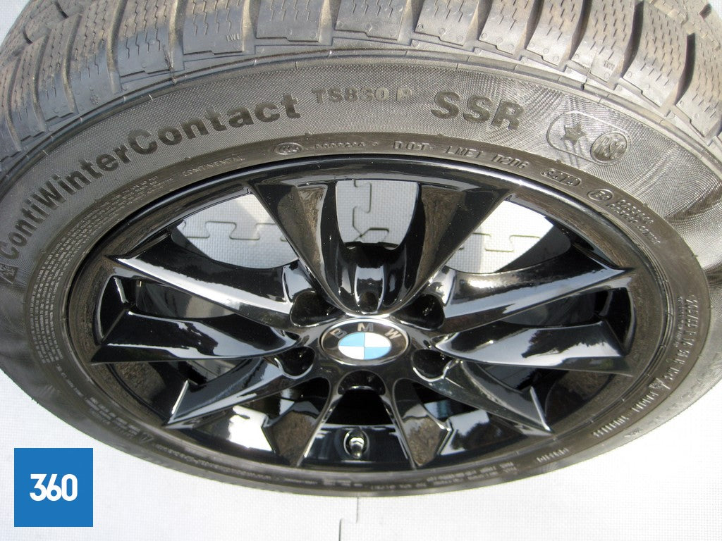 Genuine BMW 16" 411 V Spoke Black Alloy Wheels Continental Winter Runflat 36117845880