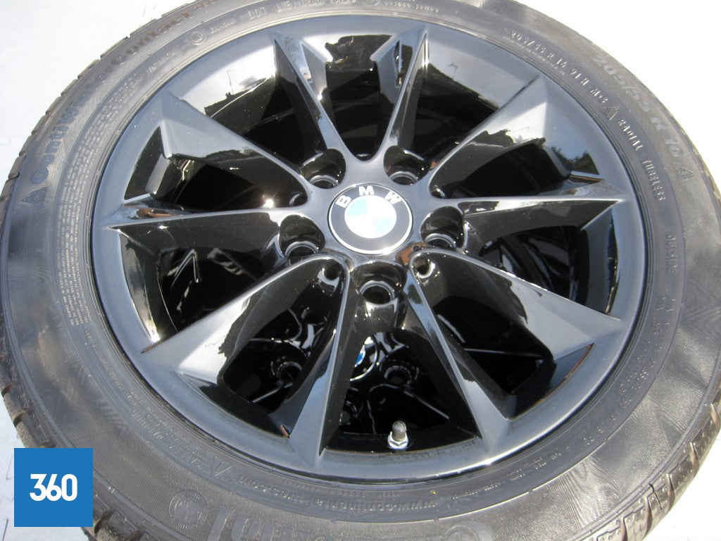 Genuine BMW 16" 411 V Spoke Black Alloy Wheels Continental Winter Runflat 36117845880