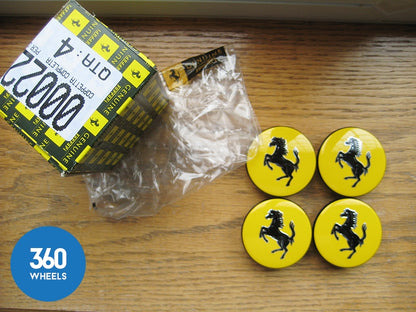 Genuine Ferrari Yellow Centre Caps with Black Horse 340066 226245