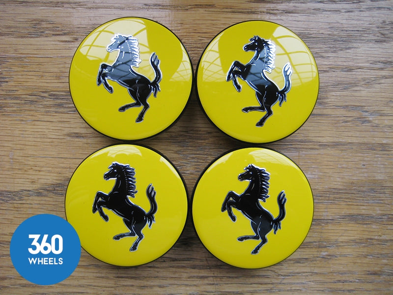 Genuine Ferrari Yellow Centre Caps with Black Horse 340066 226245
