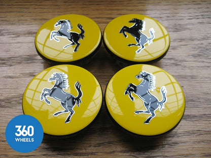 Genuine Ferrari Yellow Centre Caps with Black Horse 340066 226245