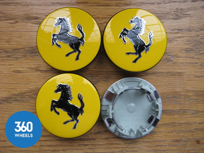 Genuine Ferrari Yellow Centre Caps with Black Horse 340066 226245