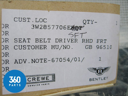 Genuine Bentley Continental GT Right Front Red Seat Belt OS 3W2857706ESFT
